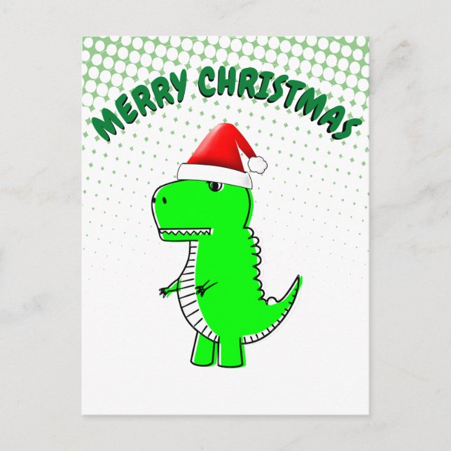 Carte Postale T Rex Cute Dino Santas Casquette de Noël (Devant)