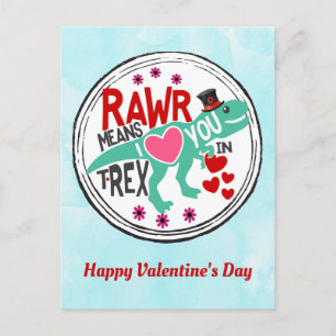 Carte Postale T-Rex dans un Top Hat Cute Funny Valentine