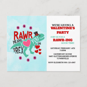 Carte Postale T-Rex dans un Top Hat Cute Funny Valentine Invitat