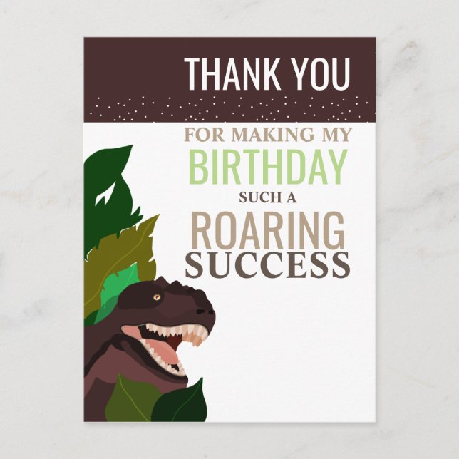 Carte Postale T Rex Dinosaur Party Merci d'anniversaire pour enf (Devant)