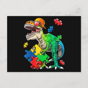 Carte Postale T Rex Dinosaur Sensibilisation sur l'autisme Pièce