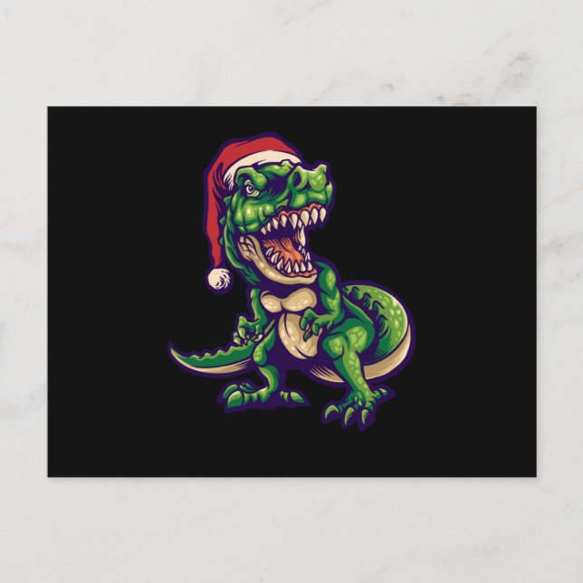 Carte Postale T-rex dinosaure de Noël | Conception de dinosaure (Devant)