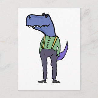 Carte Postale T-rex dinosaure drôle portant des bretelles