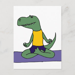 Carte Postale T-Rex Dinosaure Faire Du Yoga