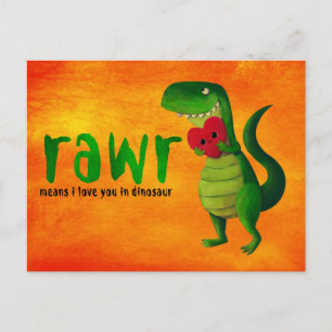 Carte Postale T-rex Dinosaure romantique
