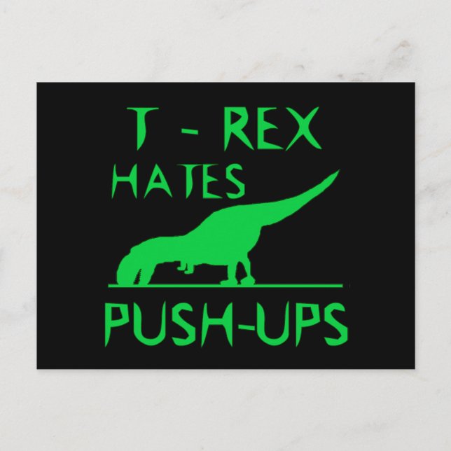 Carte Postale T REX HATTE PUSHUPS Funny Dino Design (Devant)