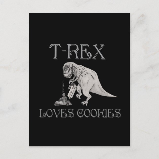 Carte Postale T-Rex Loves Cookies (Devant)