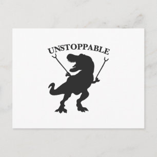 Carte Postale T-rex non stoppable - Choisir la couleur arrière -