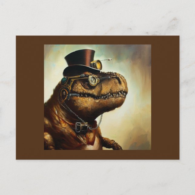Carte Postale T Rex Steampunk (Devant)