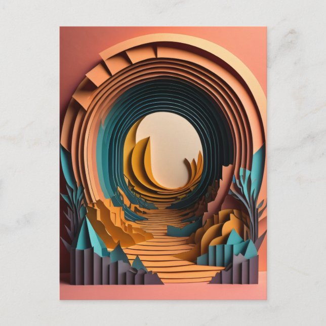 Carte Postale T-shirt 3D Paper Art Design (Devant)