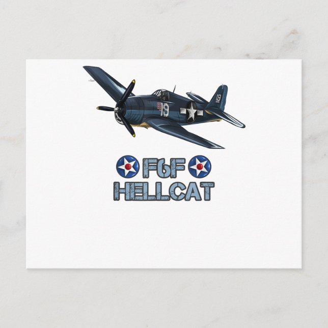 Carte Postale T-shirt avion F6F Hellcat Fighter de la Seconde Gu (Devant)
