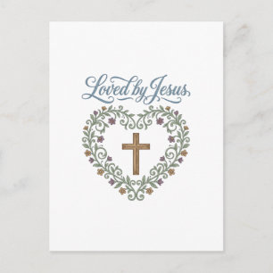 Carte Postale T-shirt chrétien à croix florale aimé de Jésus Des