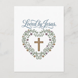 Carte Postale T-shirt chrétien à croix florale aimé de Jésus Des