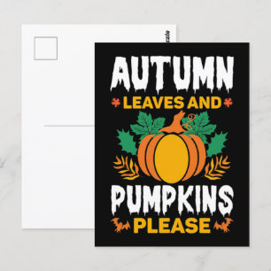 Carte Postale T-shirt Citrouille Automne, Chemise Automne Automn