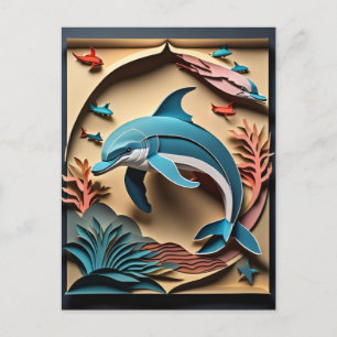 Carte Postale T-shirt Dauphin Design en papier 3D