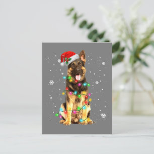 Carte Postale T-shirt de Noël avec arbre pour chien Berger Allem