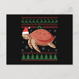 Carte Postale T-shirt de Noël laid Tortue de mer Amoureux des re