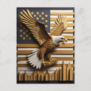 Carte Postale T-shirt Eagle 3D Paper Art Design