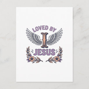 Carte Postale T-Shirt Floral Vintage Chrétien Aimé Par Jésus De