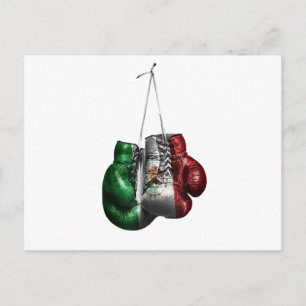 Carte Postale T-Shirt Gants de Boxe - Drapeau vintage du Mexique