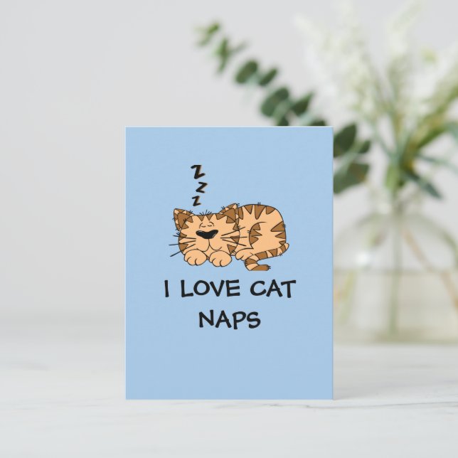 Carte Postale T-shirt "J'adore les siestes de chat" (Debout devant)