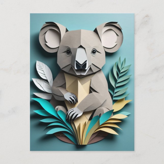 Carte Postale T-shirt Koala 3D Paper Art Design (Devant)