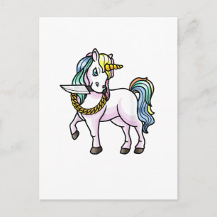 Carte Postale T-Shirt Licorne Avec Couteau Filles Femmes