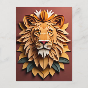 Carte Postale T-shirt Lion 3D Paper Art Design
