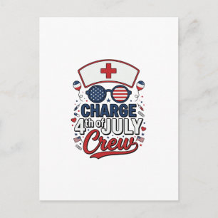 Carte Postale T-shirt médical patriotique d'infirmière du 14 jui