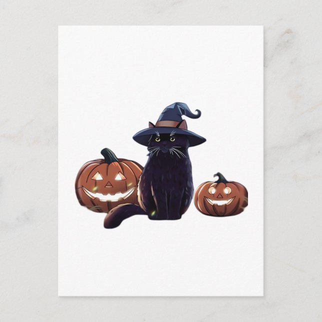 Carte Postale T-Shirt Oversize chat noir Halloween (Devant)