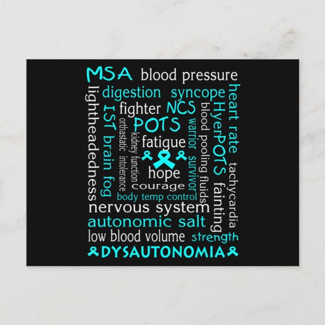 Carte Postale T-shirt Sensibilisation Dysautonomia Ribbon Turquo (Devant)