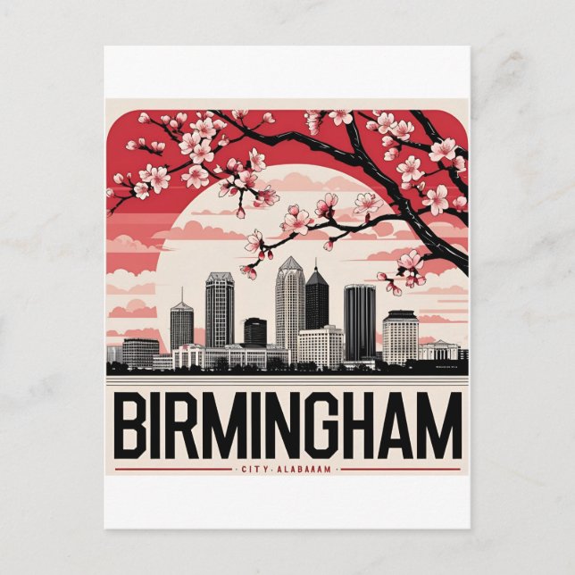 Carte Postale T-shirt Skyline Birmingham City Alabama (Devant)