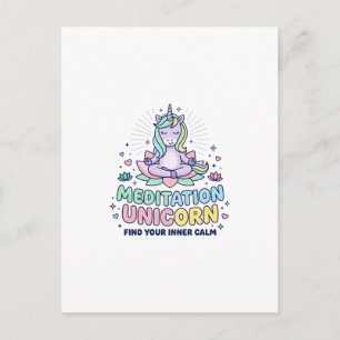 Carte Postale T-Shirt Typographie Gras Licorne Méditation Licorn