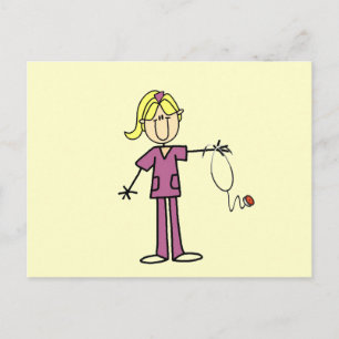 Carte Postale T-shirts Blond Female Stick Figure Nurse