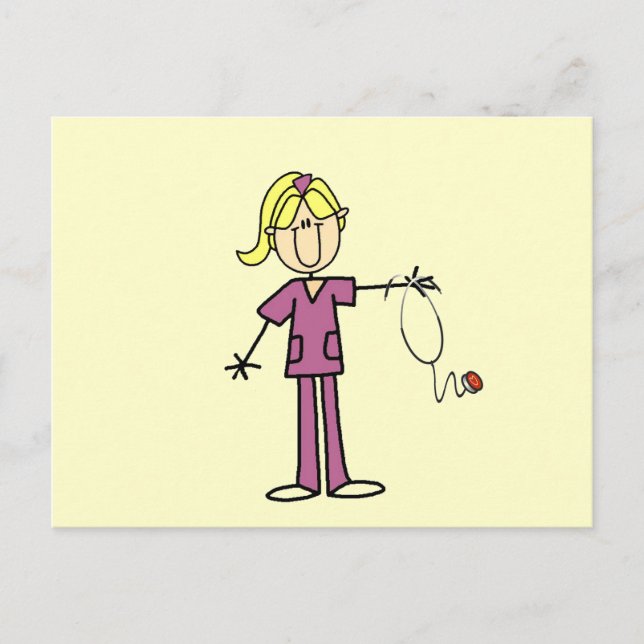 Carte Postale T-shirts Blond Female Stick Figure Nurse (Devant)