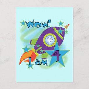 Carte Postale T-shirts et cadeaux 4e anniversaire Rocket Ship