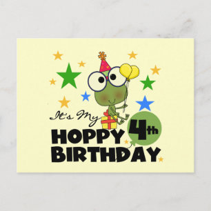 Carte Postale T-shirts et cadeaux 4th Birthday Frog Hoppy