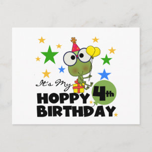 Carte Postale T-shirts et cadeaux 4th Birthday Frog Hoppy