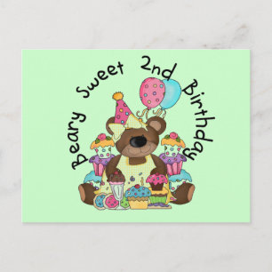 Carte Postale T-shirts et cadeaux Beary Sweet 2e anniversaire