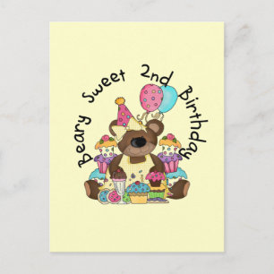 Carte Postale T-shirts et cadeaux Beary Sweet 2e anniversaire