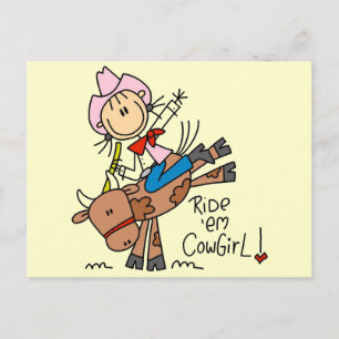 Carte Postale T-shirts et Cadeaux Cavalier Cowgirl sur Taureau