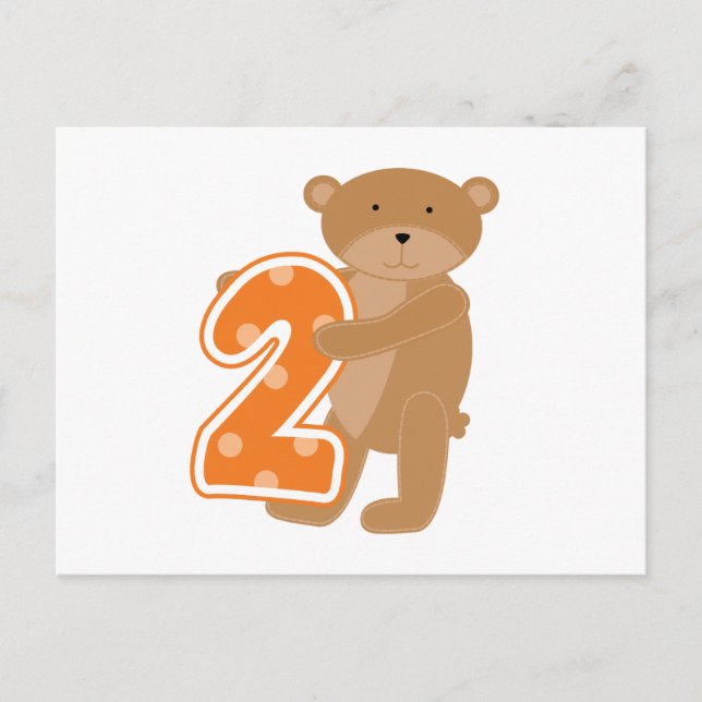 Carte Postale T-shirts et cadeaux de 2e anniversaire de l'ours (Devant)