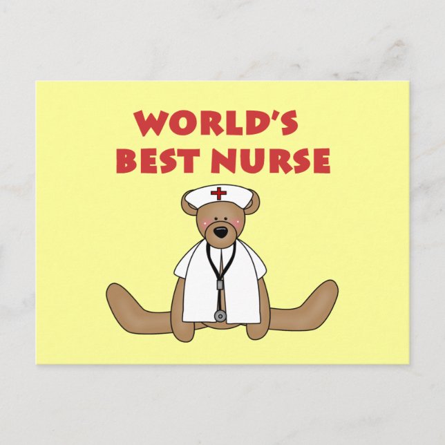 Carte Postale T-shirts et cadeaux de Bear World's Best Nurse (Devant)