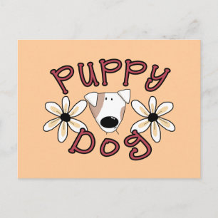 Carte Postale T-shirts et cadeaux de chiot de fleurs