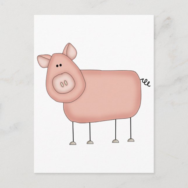 Carte Postale T-shirts et cadeaux de cochon rose (Devant)