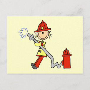 Carte Postale T-shirts et cadeaux de femme pompier avec tuyau
