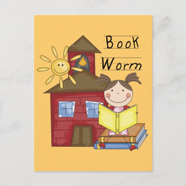 Carte Postale T-shirts et cadeaux de Girl Book Worm (Devant)