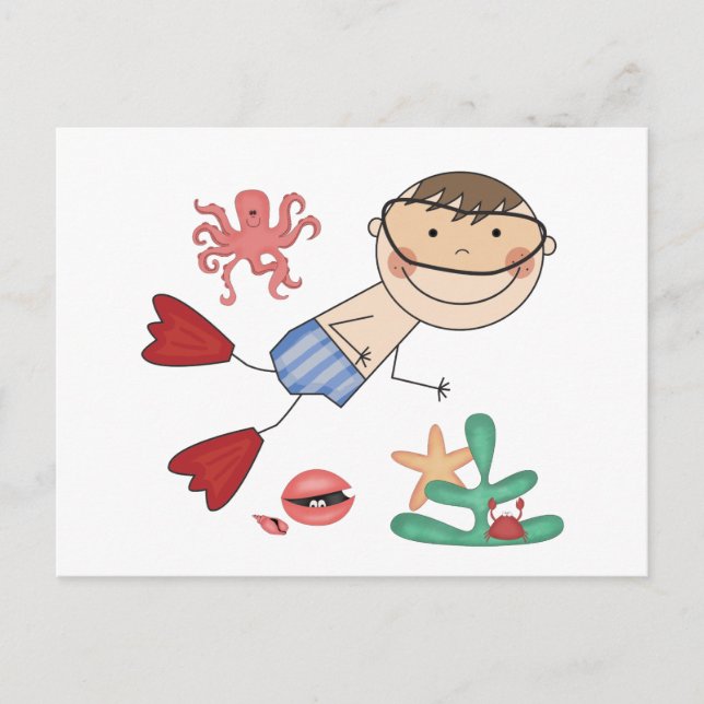 Carte Postale T-shirts et cadeaux de natation pour garçon (Devant)