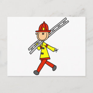 Carte Postale T-shirts et cadeaux de pompier avec échelle