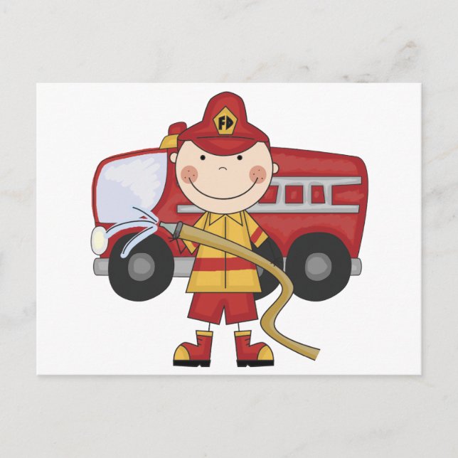 Carte Postale T-shirts et cadeaux de pompiers masculins (Devant)